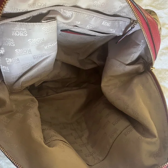 Michael Kors Signature Brown and Red Satchel - Picture 7 of 7
